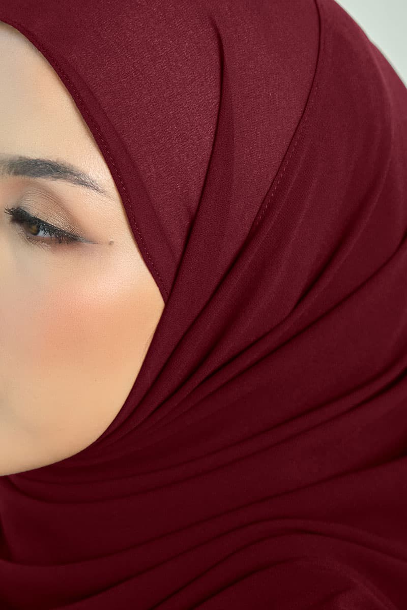 Aida Chiffon Tudung Headscarf - Maroon - Image 3
