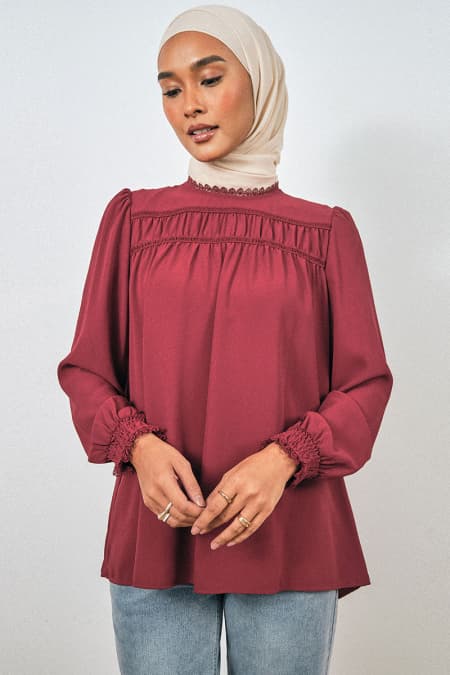 Daytona Flared Blouse - Cordovan