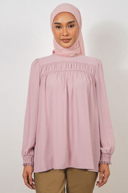 Daytona Flared Blouse - Pink Lotus