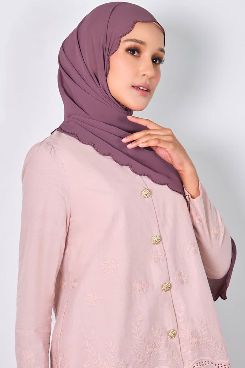 Ruminah Scallop Chiffon Headscarf - Elderberry - Image 2