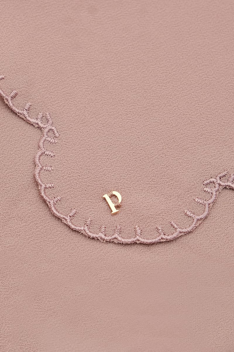 Ruminah Scallop Chiffon Headscarf - Sand - Image 3