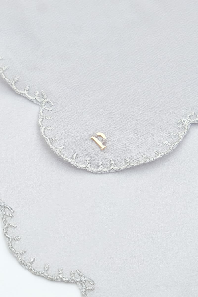 Ruminah Scallop Chiffon Headscarf - Light Grey - Image 3