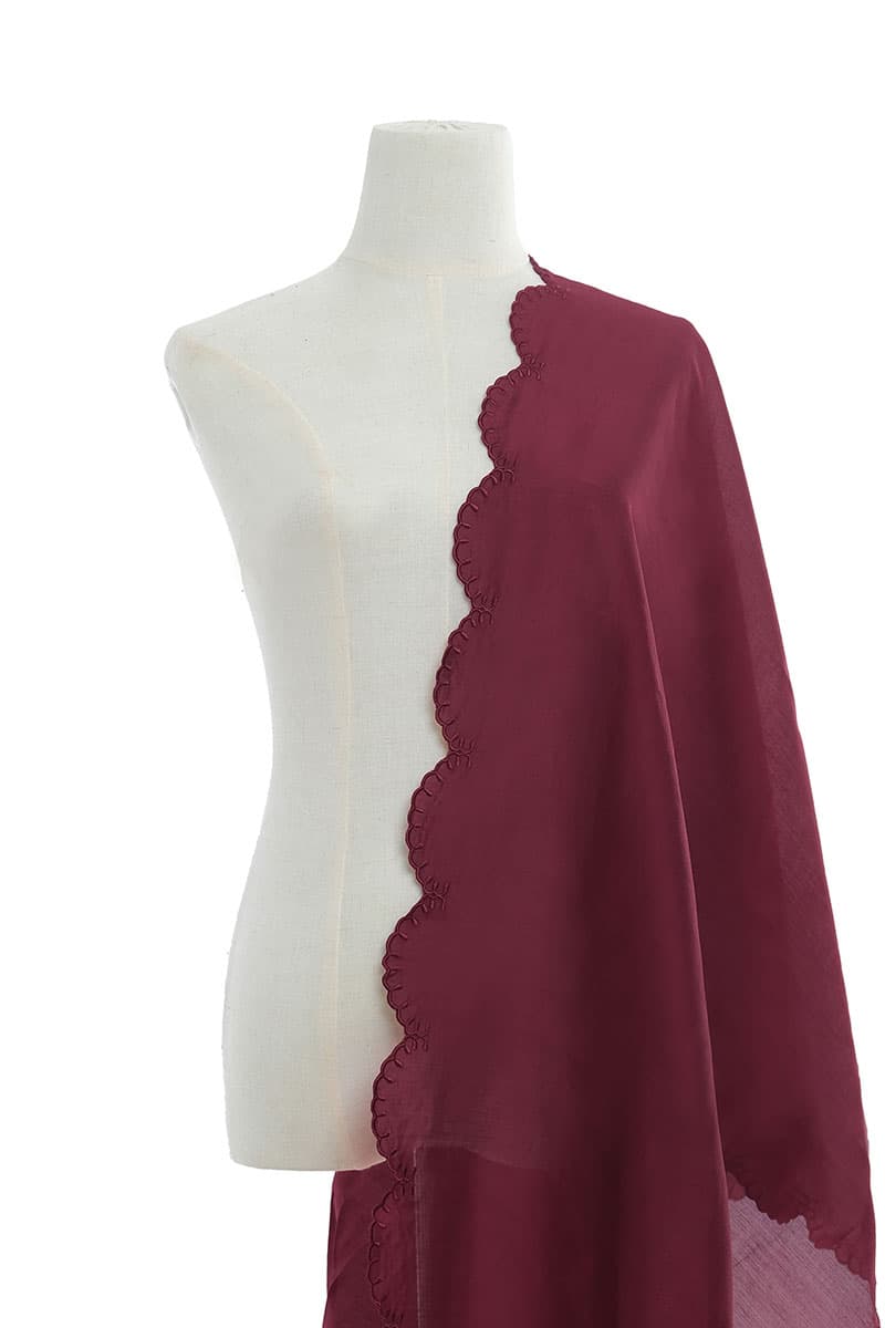 Suci Scallop Selendang - Deep Wine - Image 1