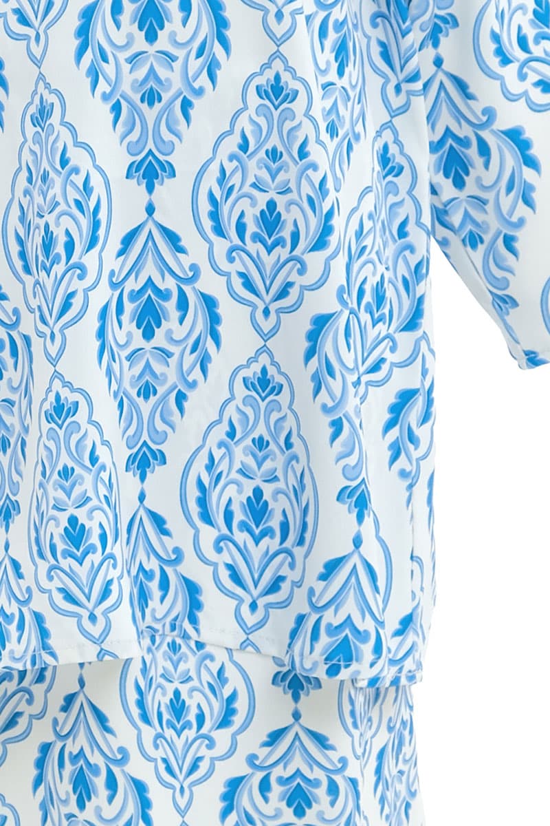 KIDS Raihanab Set - Cream/Blue Damask - Image 5