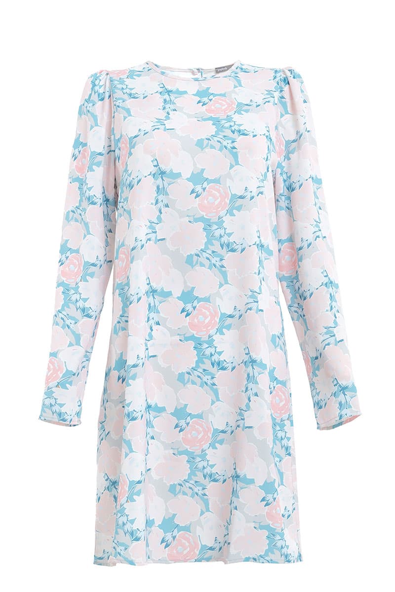 Jenab Puff Shoulder Blouse - Mint/Pink Peony - Image 2