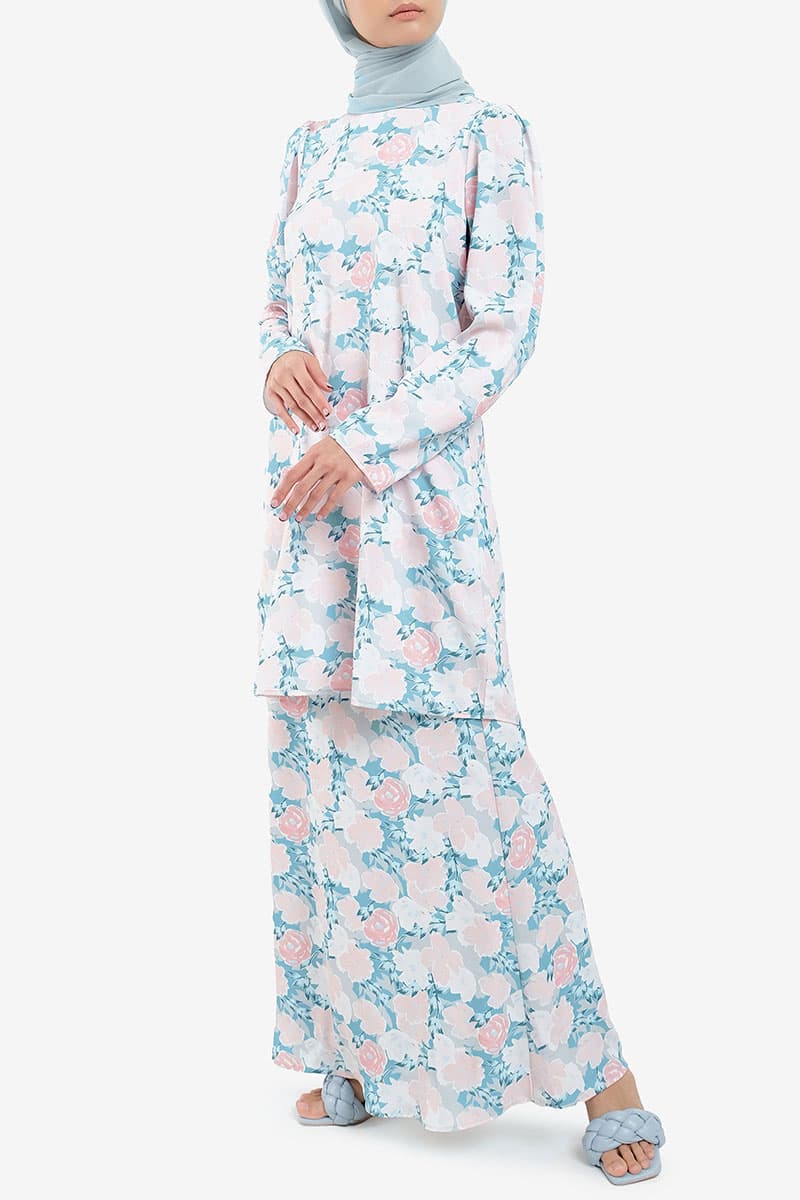 Jenab Puff Shoulder Blouse - Mint/Pink Peony - Image 4