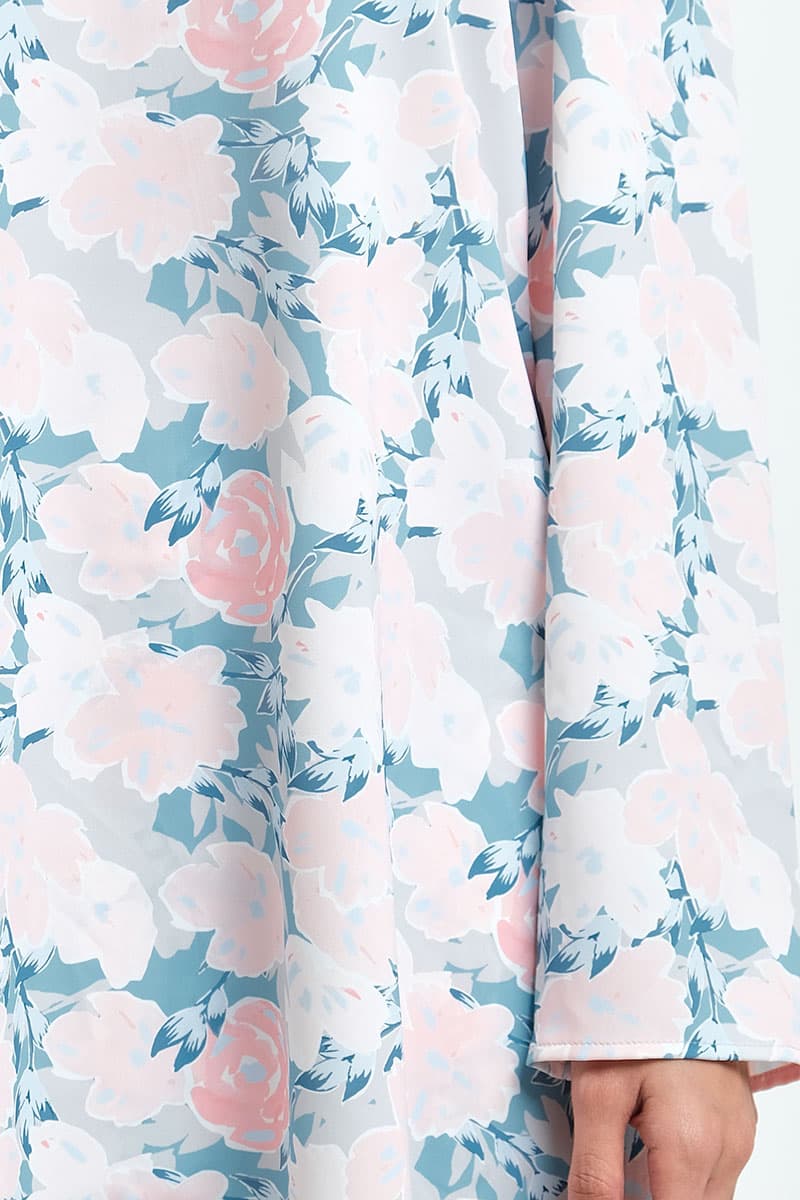 Jenab Puff Shoulder Blouse - Mint/Pink Peony - Image 6