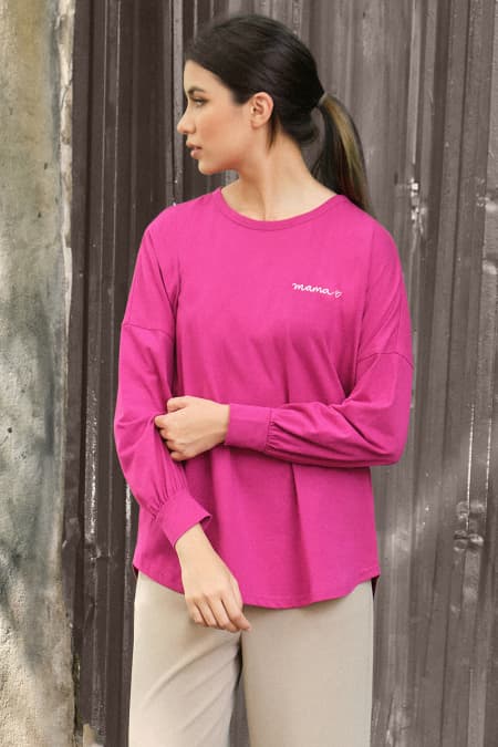 Basira Round Neck Tee - Magenta