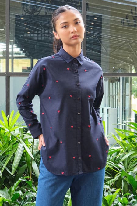 Wendalyn Front Button Shirt - Midnight