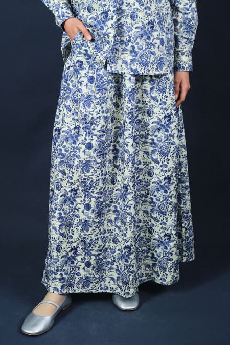 Clare A-line Skirt - Navy Print