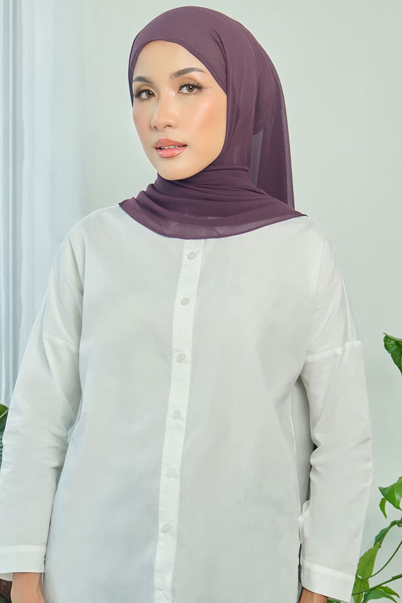 Aida Chiffon Tudung Headscarf - Elderberry - Image 2