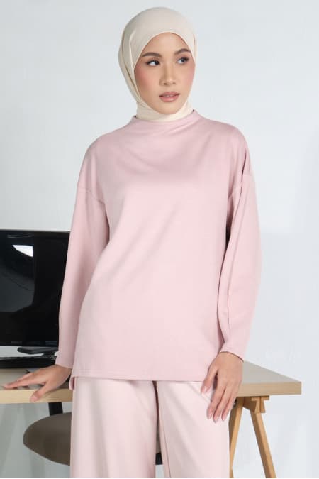 Denali Soft High Neck Blouse - Soft Pink
