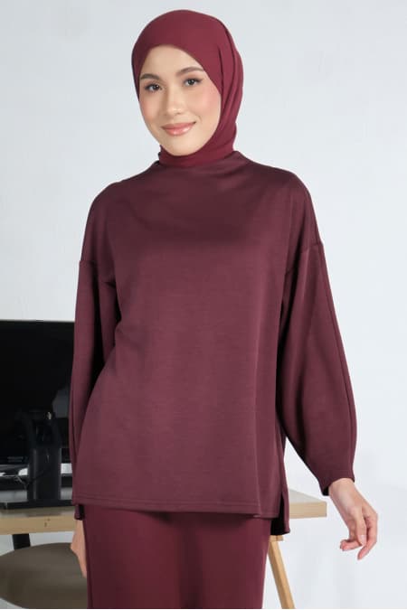 Denali Soft High Neck Blouse - Plum