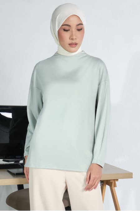 Denali Soft High Neck Blouse - Apple Mint