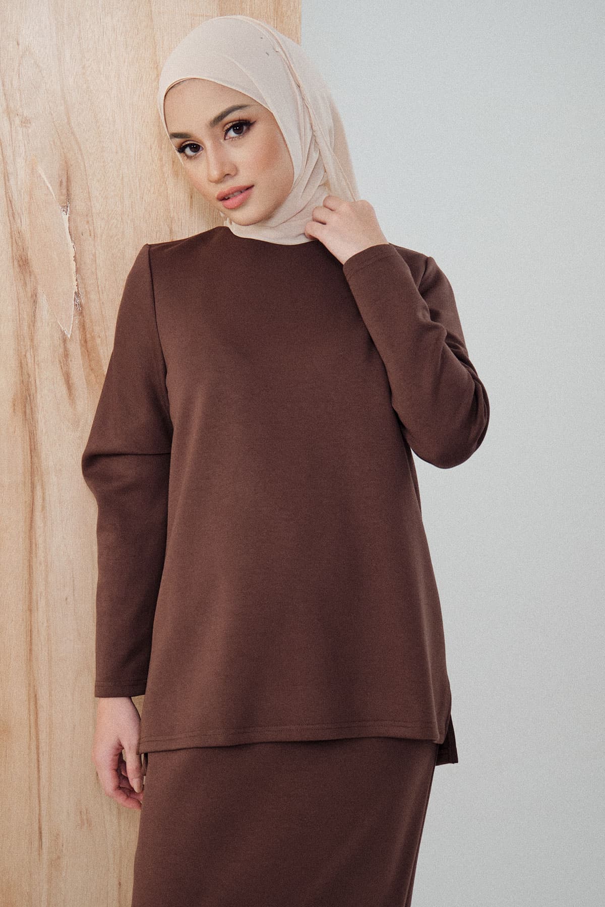 Melon Round Neck Blouse - Pinecone - Image 1