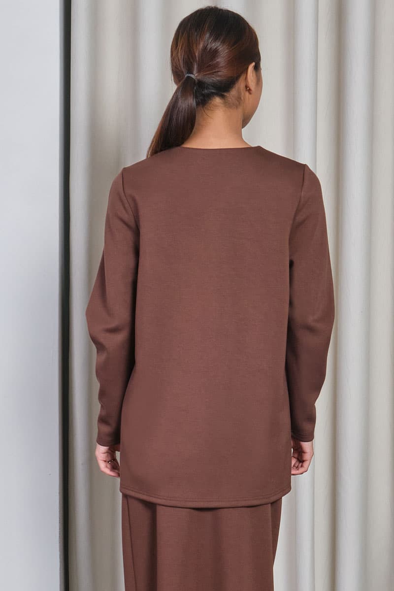 Melon Round Neck Blouse - Pinecone - Image 4