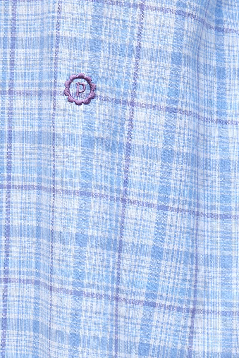 Sydney Puff Shoulder Blouse - Blue Check - Image 6