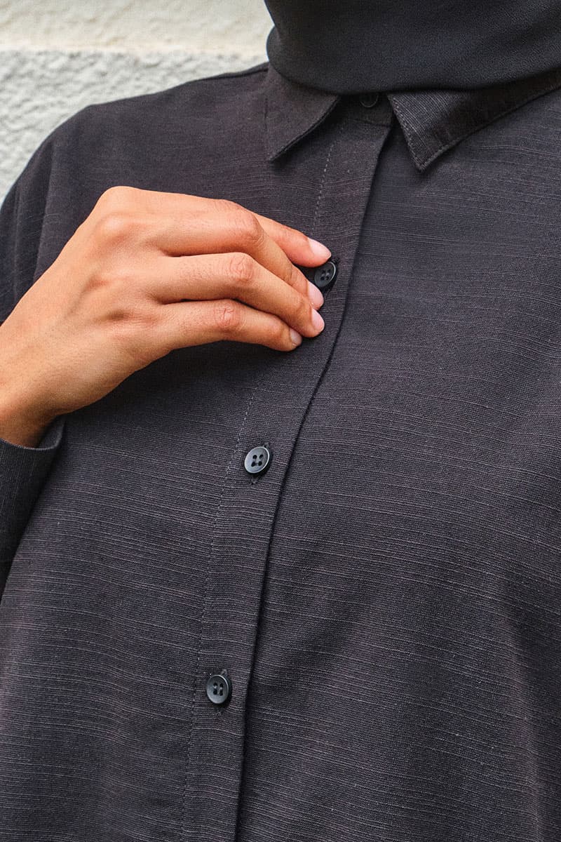 Conrad Front Button Shirt - Black - Image 5