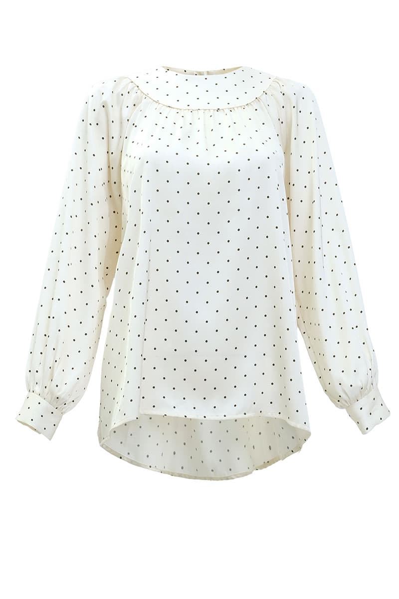 Bradley Flared Blouse - Cream Polka - Image 2