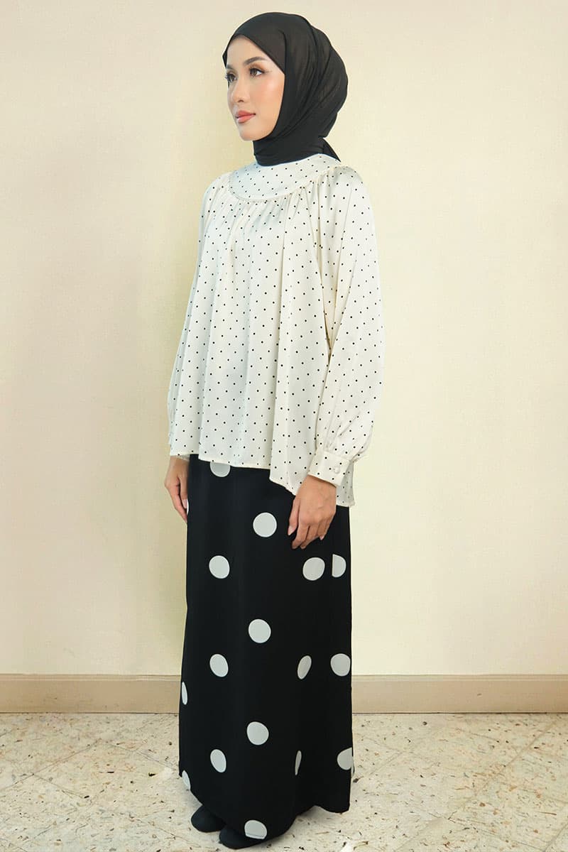 Bradley Flared Blouse - Cream Polka - Image 3