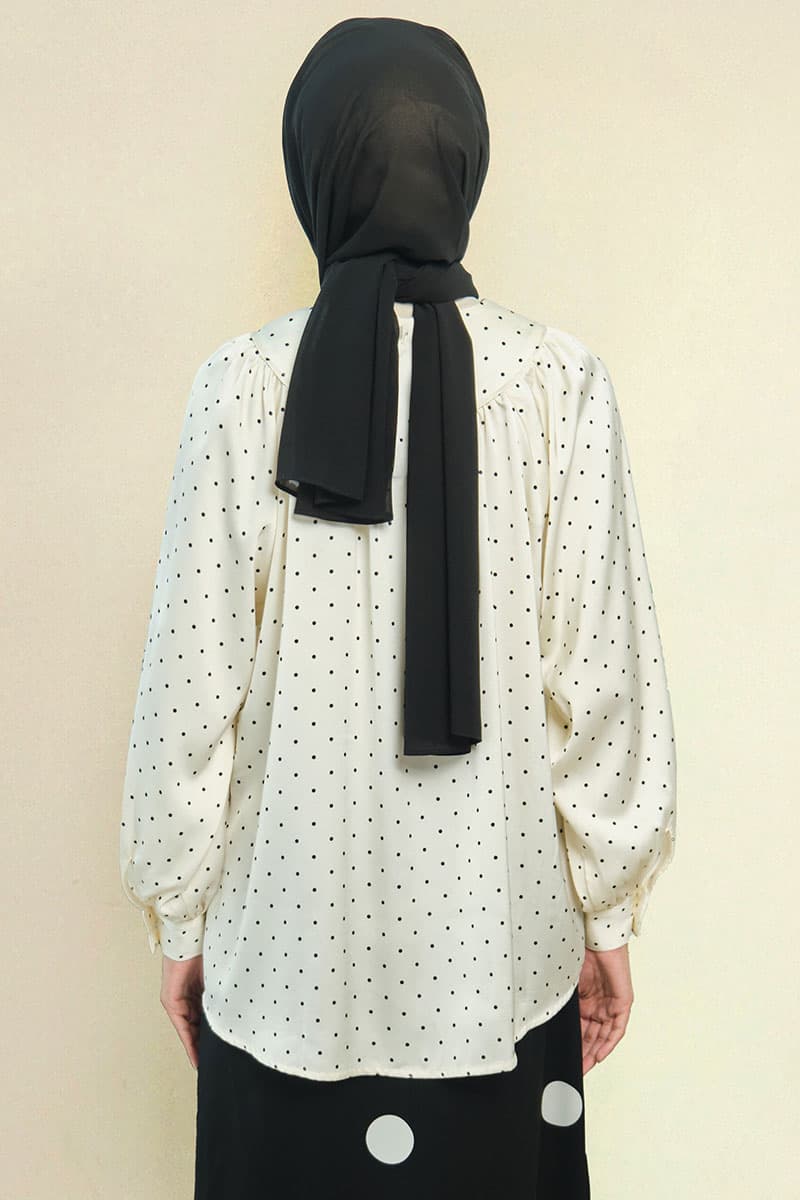 Bradley Flared Blouse - Cream Polka - Image 4