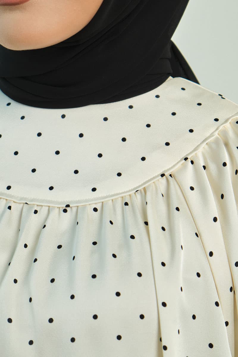 Bradley Flared Blouse - Cream Polka - Image 5