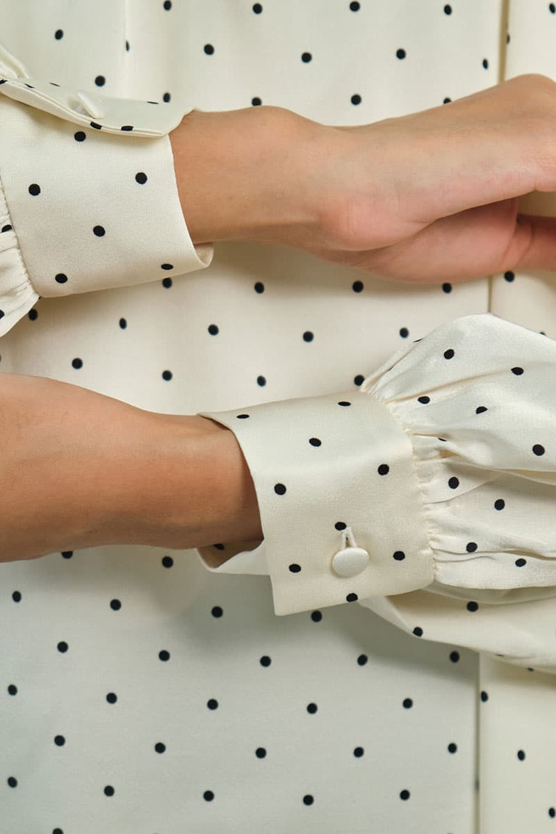 Bradley Flared Blouse - Cream Polka - Image 6