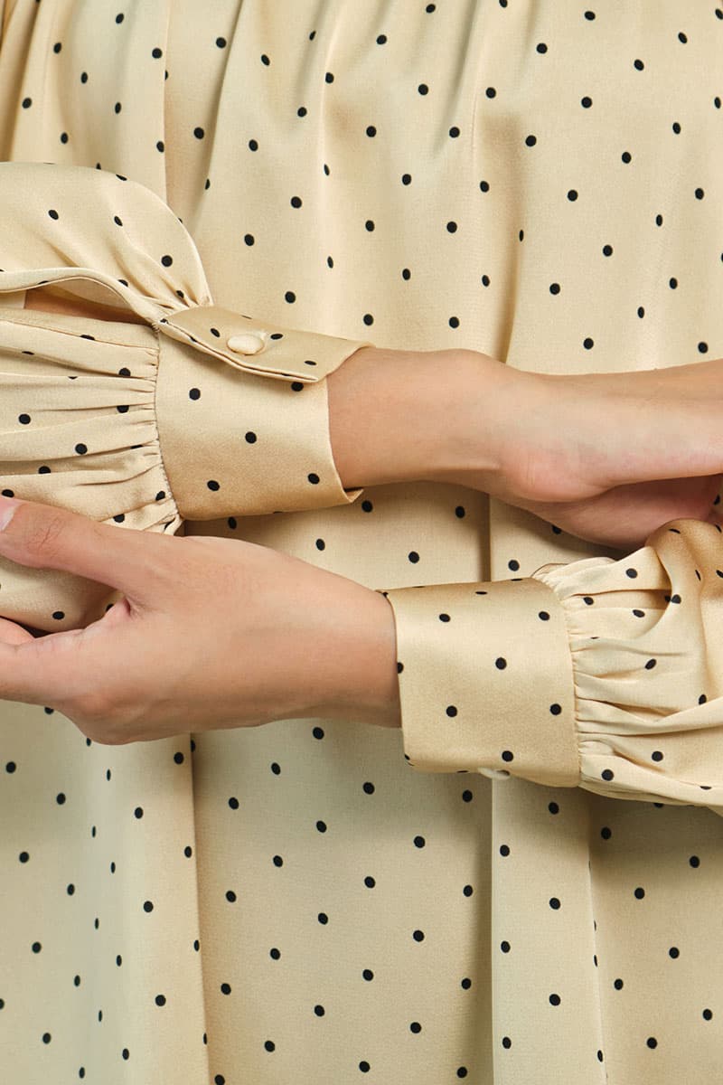 Bradley Flared Blouse - Beige Polka - Image 6