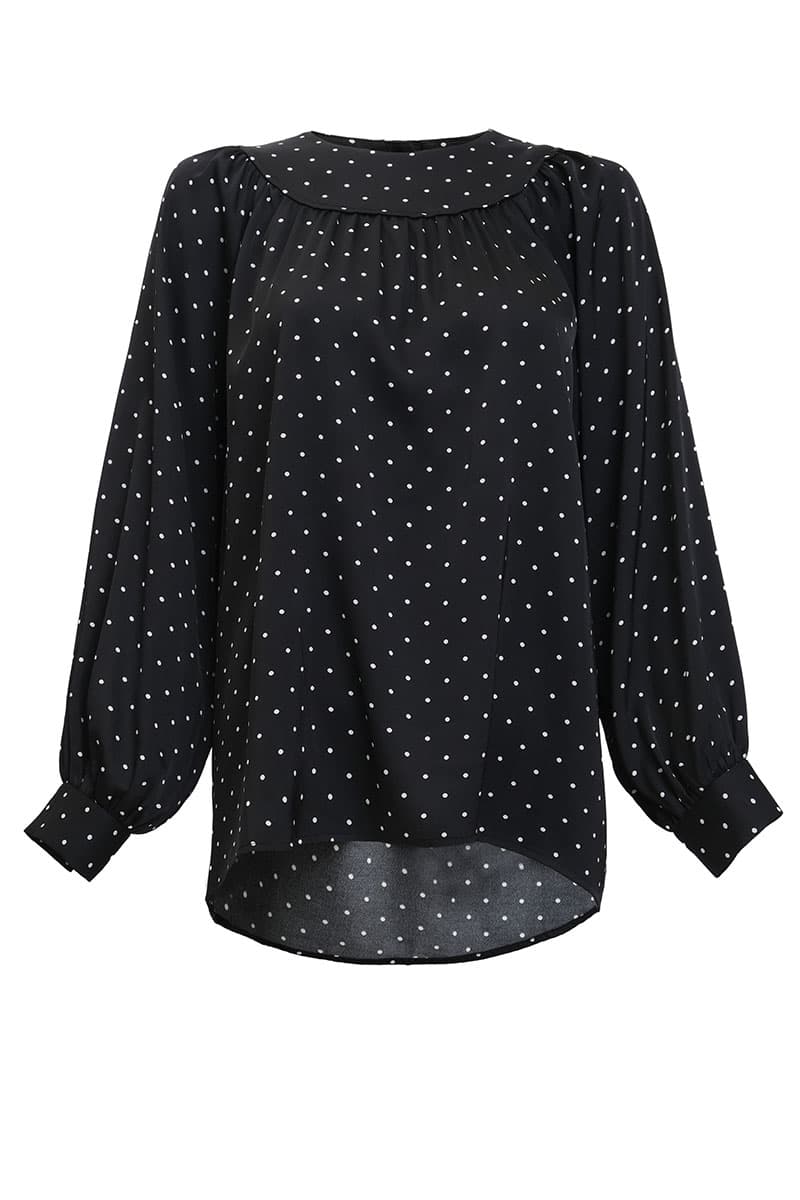 Bradley Flared Blouse - Black Polka - Image 2