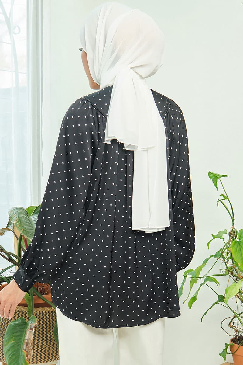 Bradley Flared Blouse - Black Polka - Image 4