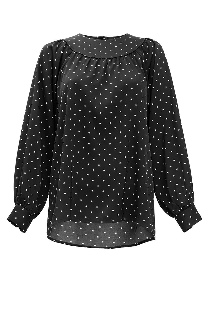 Bradley Flared Blouse - Black Polka - Image 2