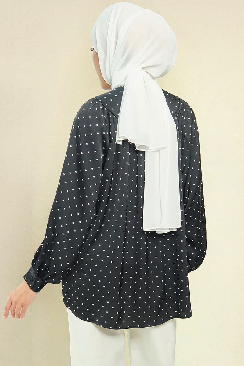 Bradley Flared Blouse - Black Polka - Image 4
