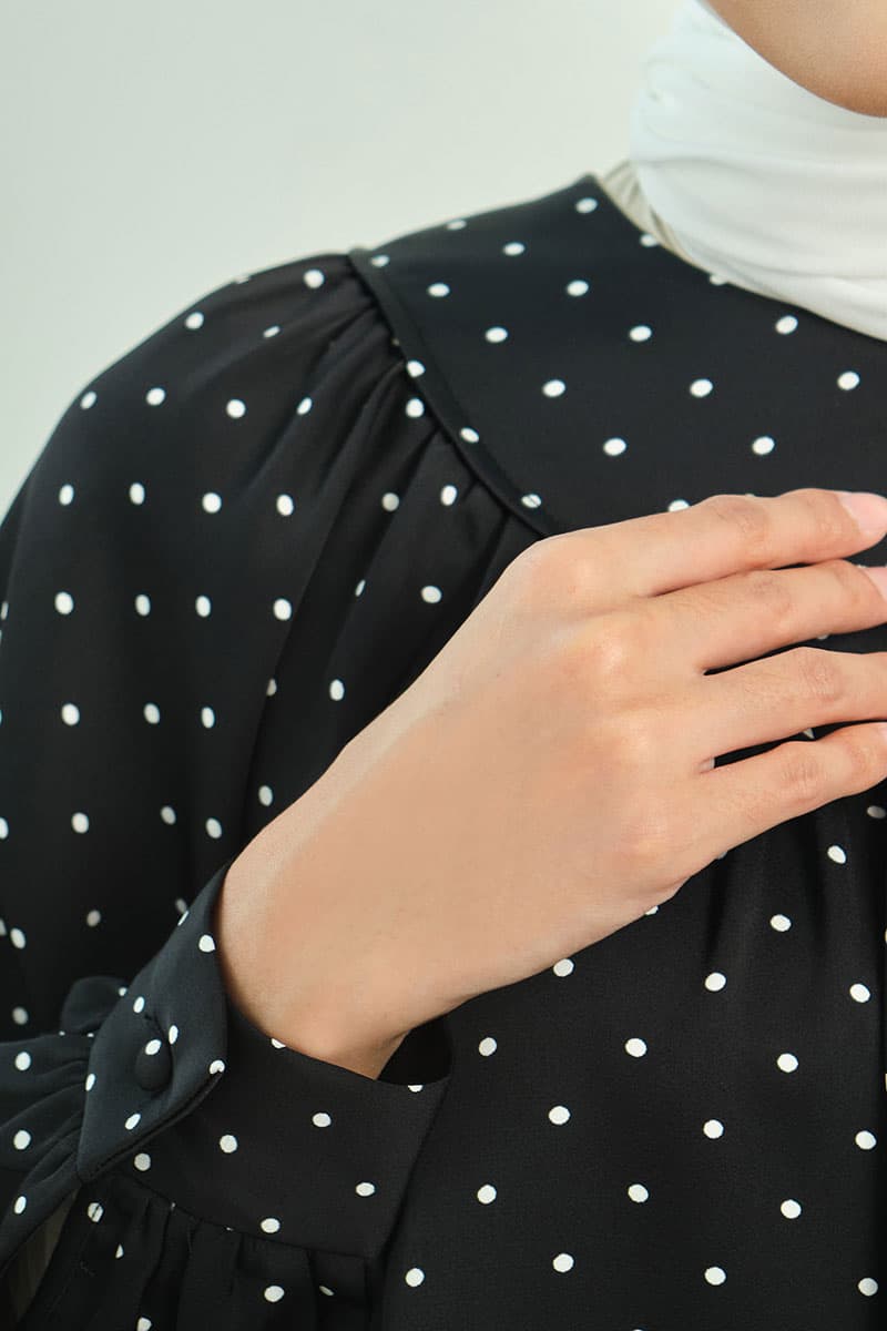 Bradley Flared Blouse - Black Polka - Image 5