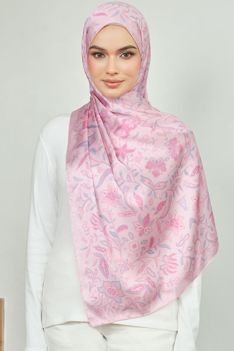 Aurelia Satin Rectangle Headscarf - Primrose Pink - Image 1