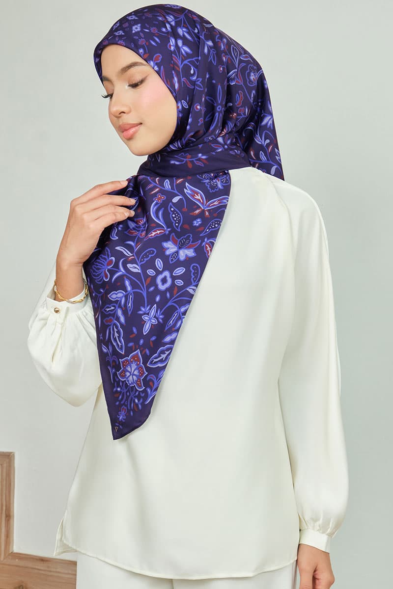 Azalea Satin Square Headscarf - Eclipse - Image 2