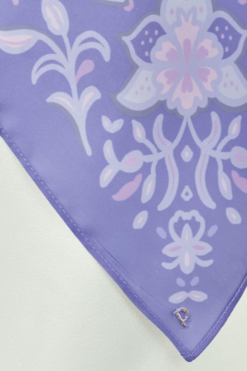 Azalea Satin Square Headscarf - Deep Periwinkle - Image 3