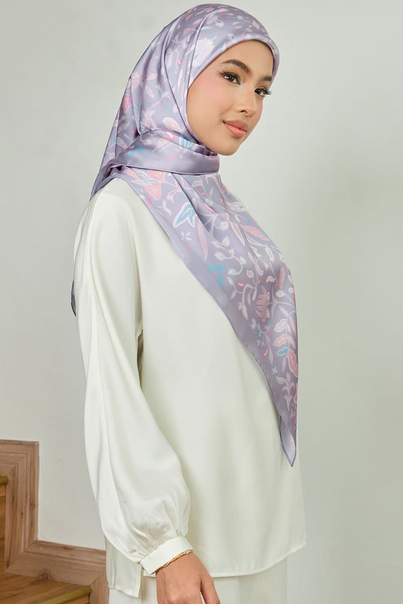 Azalea Satin Square Headscarf - Stone - Image 2