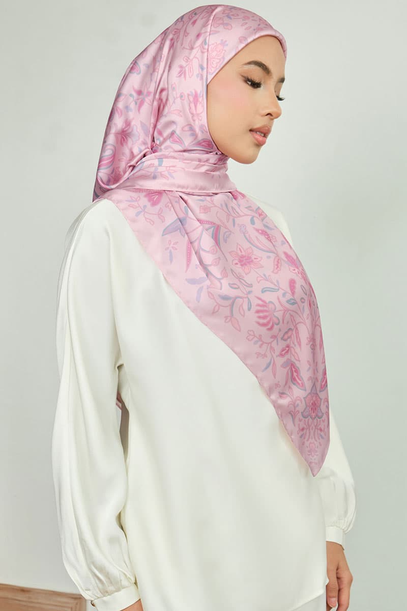 Azalea Satin Square Headscarf - Primrose Pink - Image 2