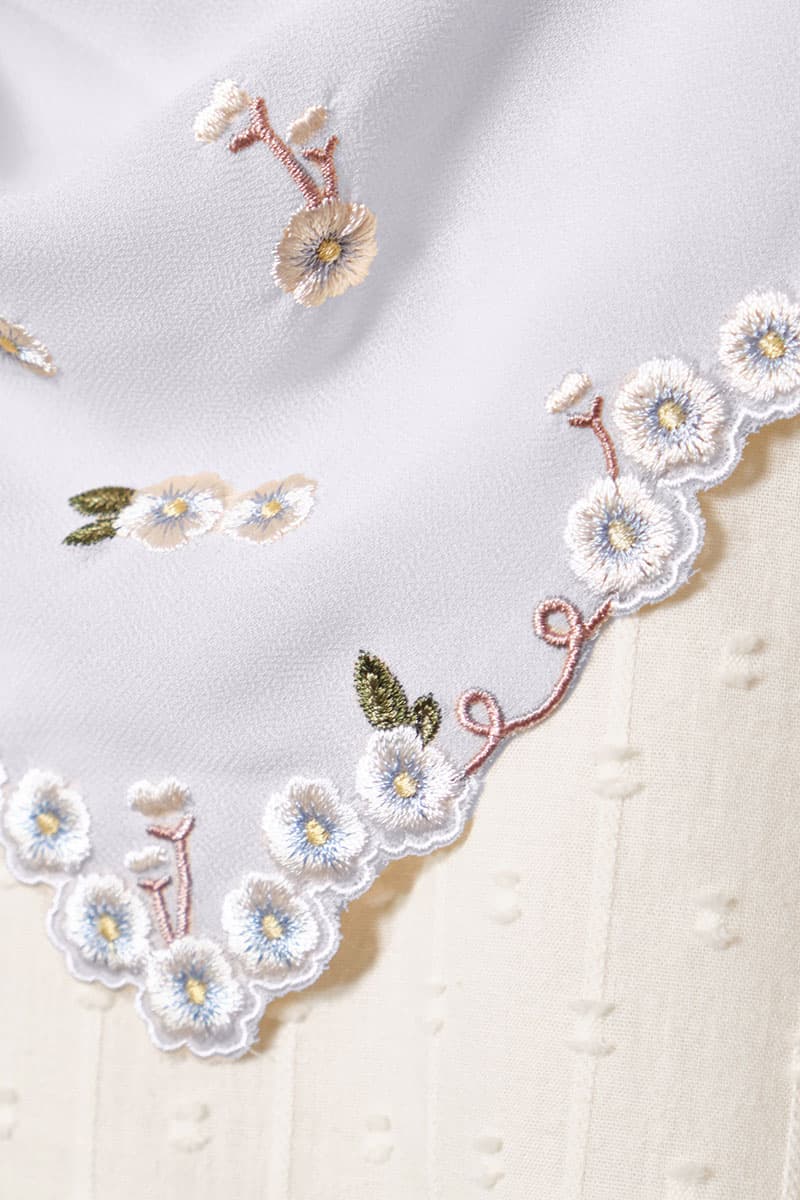 Thalya Embroidered Chiffon Headscarf - Light Grey - Image 3