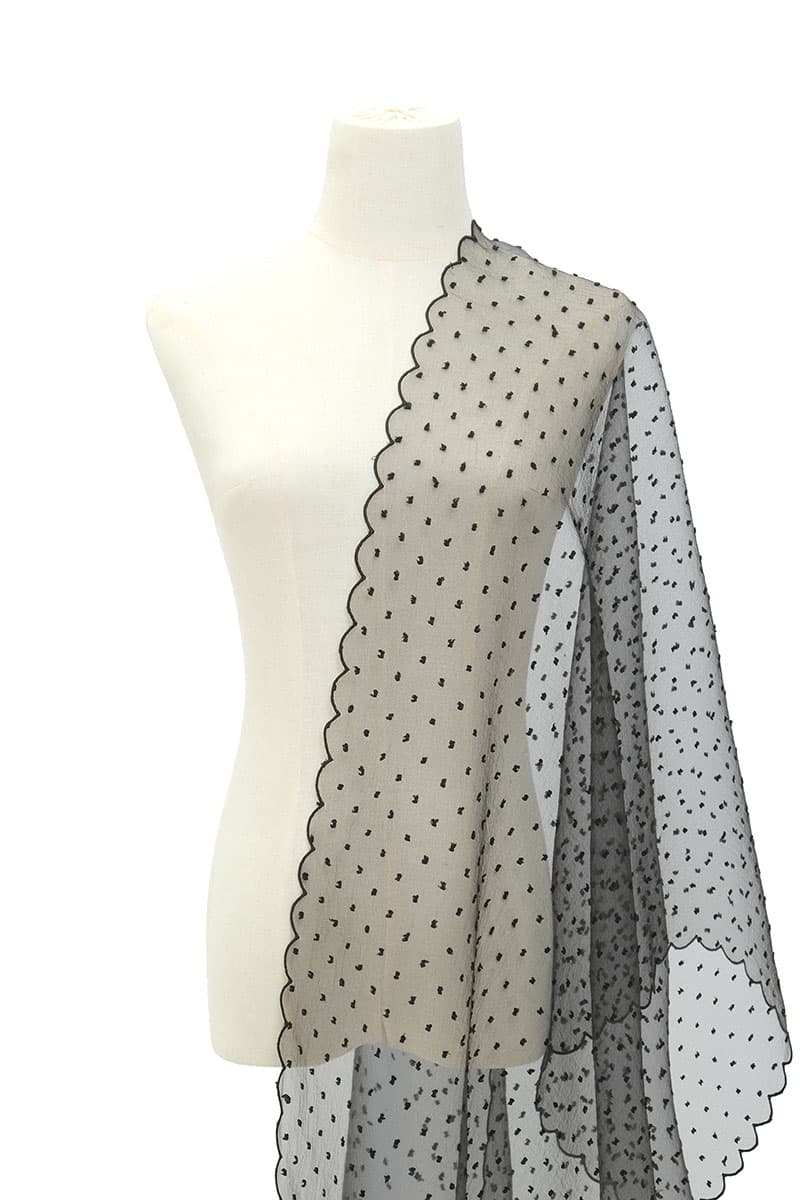 Anindya Scallop Selendang - Black - Image 1