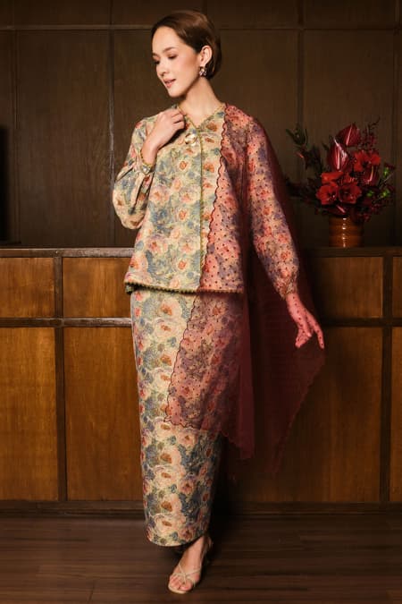 Megah Blouse & Skirt - Yellow/Blue