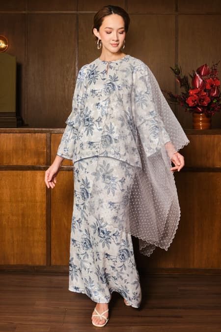 Arjuna Blouse & Skirt - Cream Print