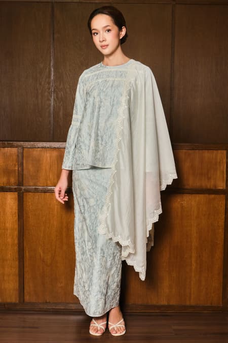Savindra Blouse & Skirt - Ice Blue
