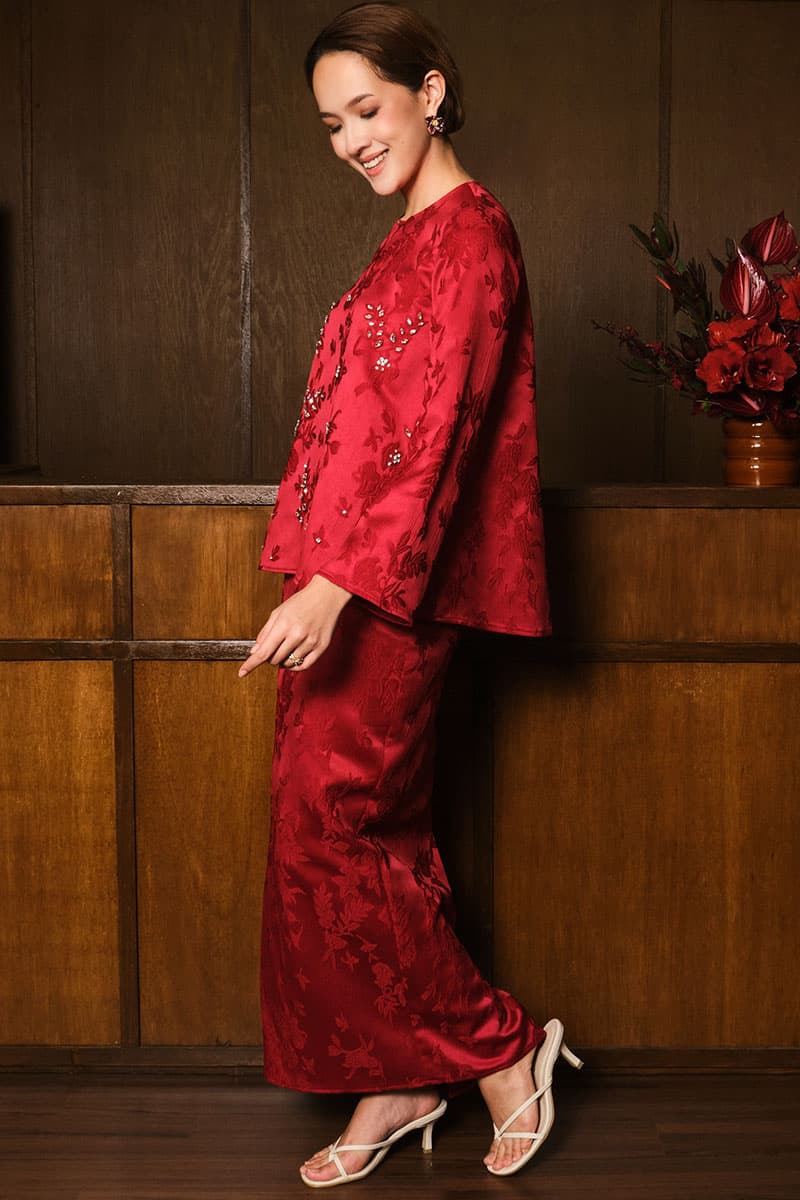 Jelita Blouse & Skirt - Deep Red - Image 3