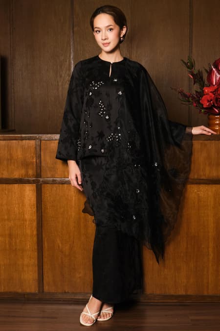 Jelita Blouse & Skirt - Black