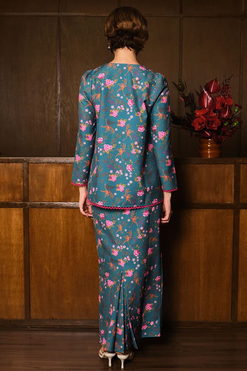 Andalan Blouse & Skirt - Emerald Print - Image 4