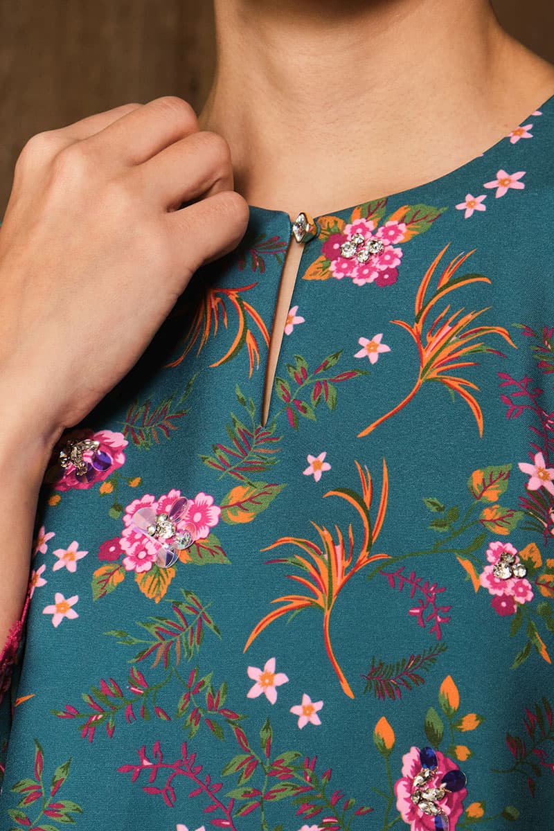 Andalan Blouse & Skirt - Emerald Print - Image 5