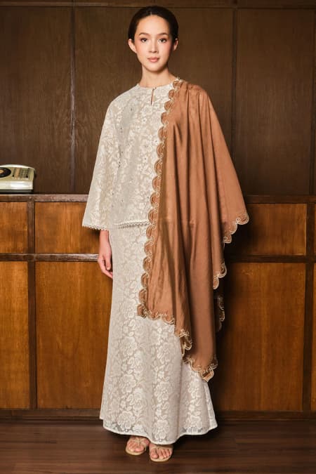 Elindra Blouse & Skirt - Cream