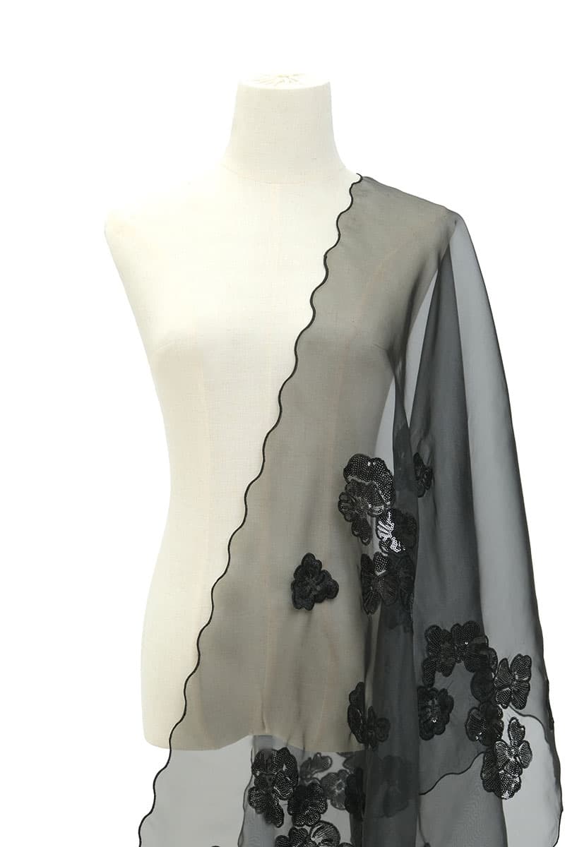 Kalsandra Sequin Selendang - Black - Image 1