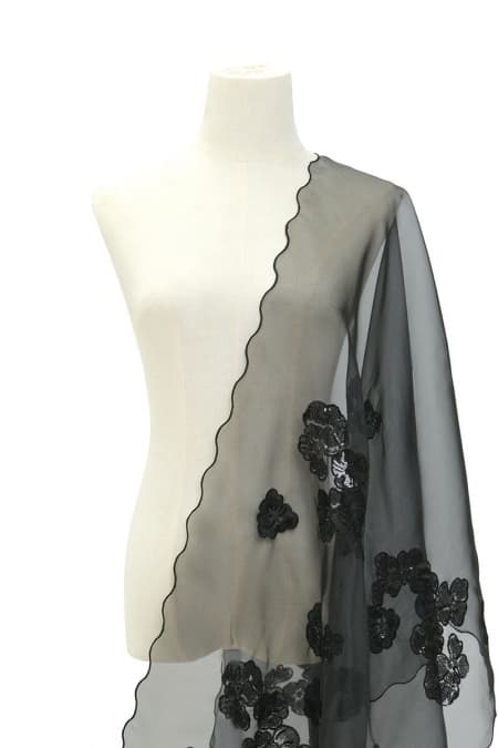 Kalsandra Sequin Selendang - Black